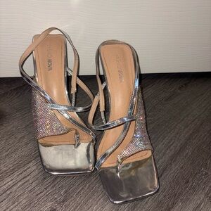 Fashion Nova Glittering Silver Heels